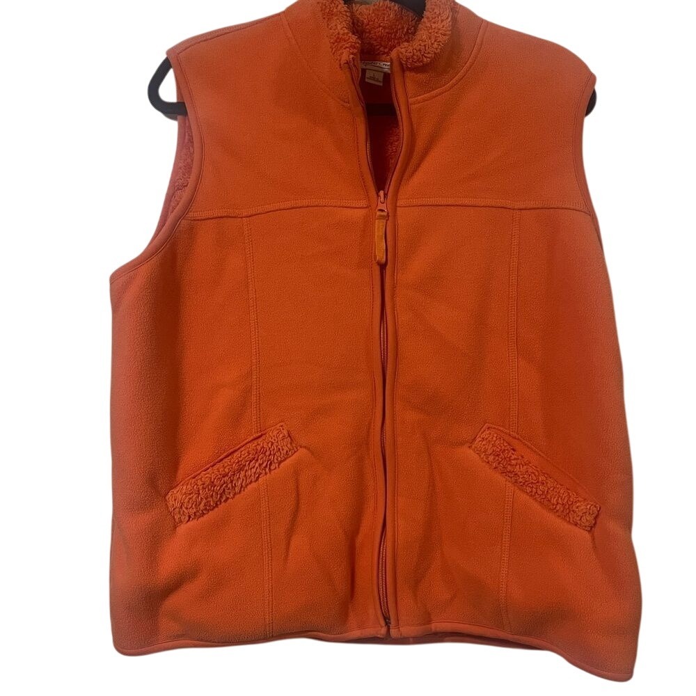 Large Coldwater Creek Women's Large Peach Fleece Full Zippered Vest
